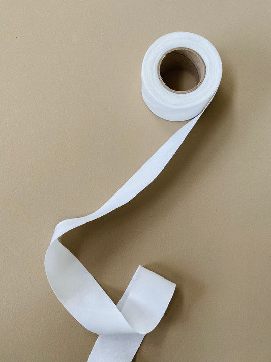 27mm Flat Bias Binding Tape - Tencel Twill - White