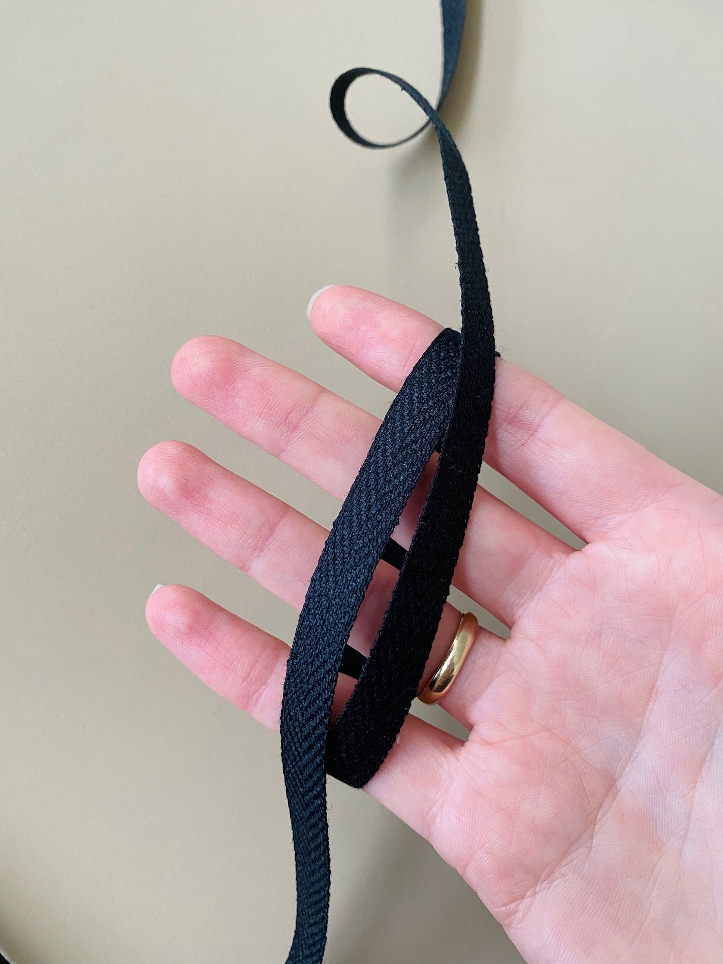 10mm Tape - 100% Linen Herringbone - Black