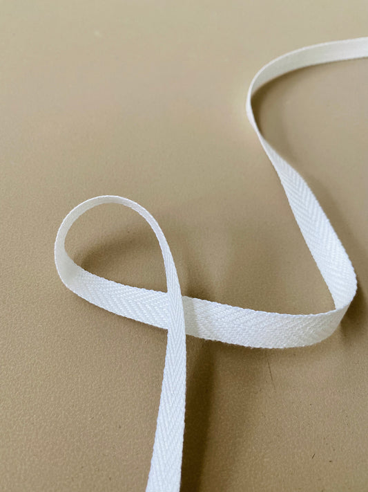10mm Tape - 100% Linen Herringbone - White
