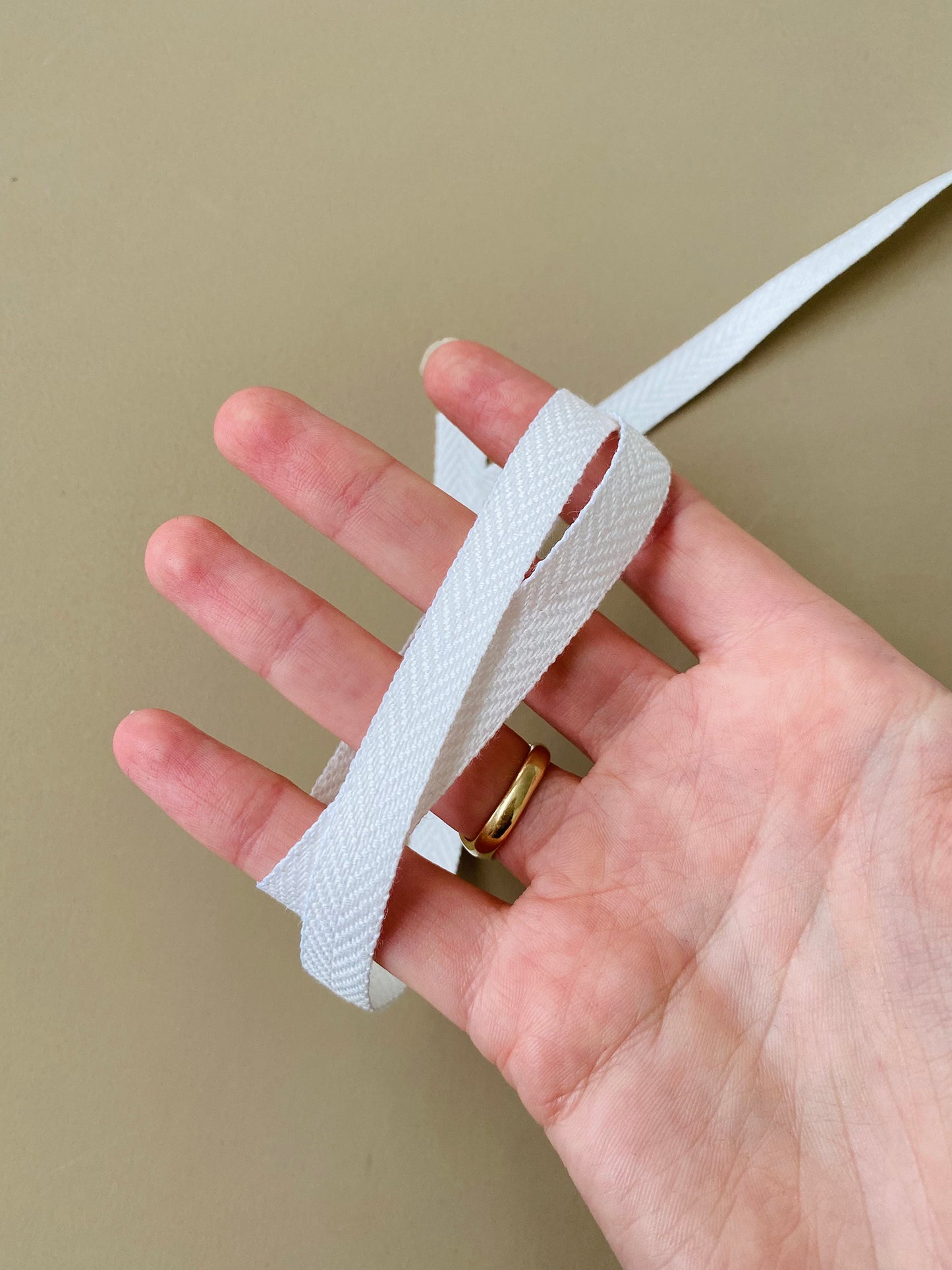 10mm Tape - 100% Linen Herringbone - White