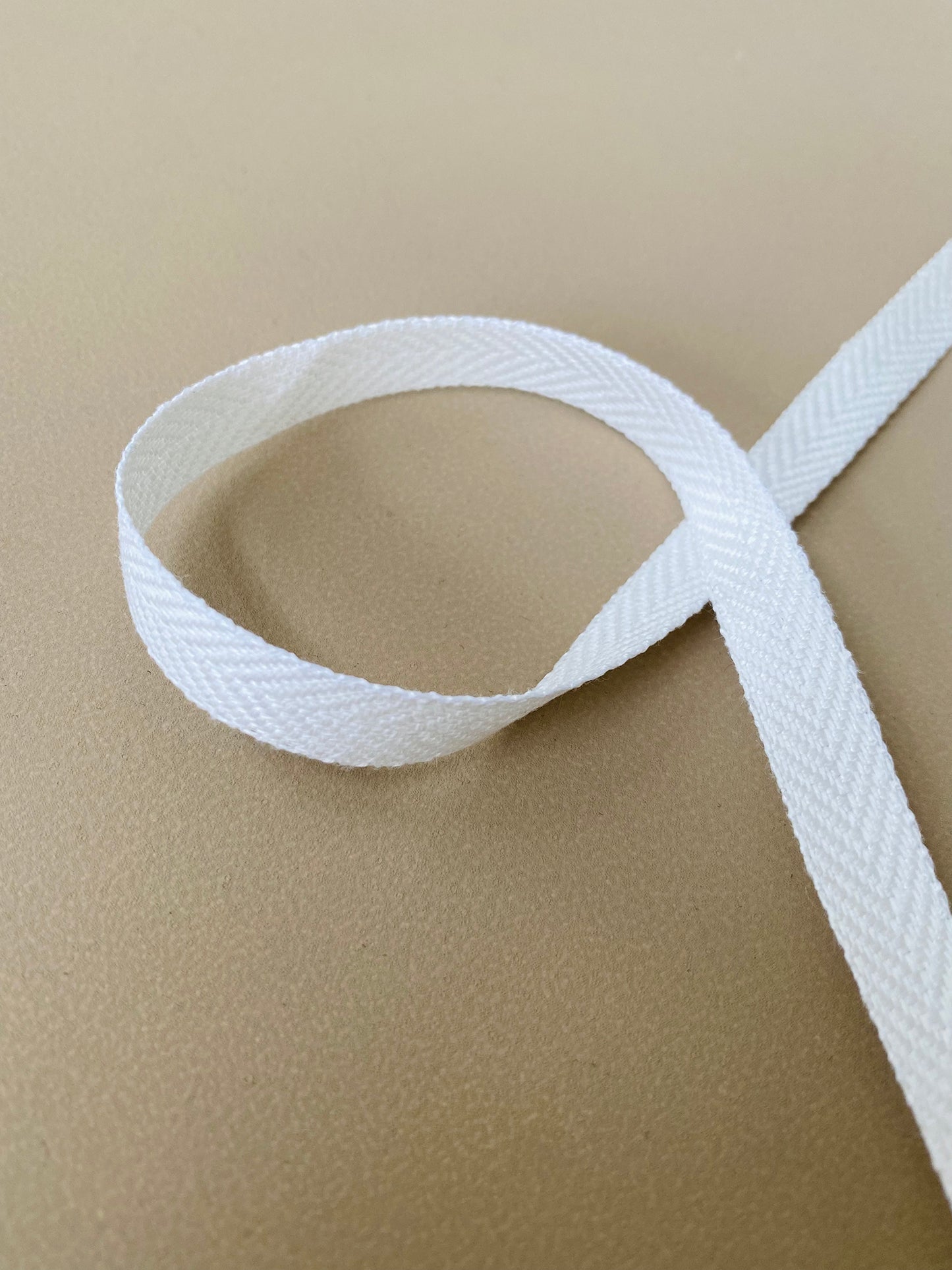 10mm Tape - 100% Linen Herringbone - White
