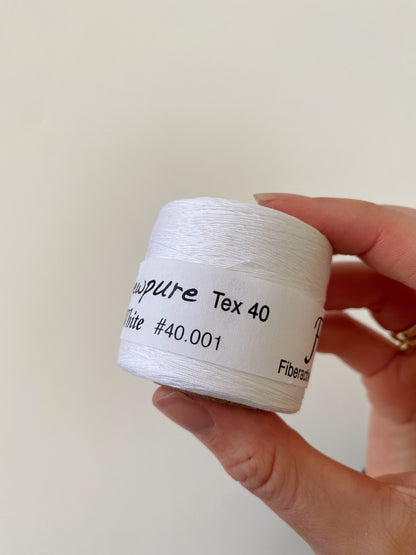 Mini Tex 40 - 100% Organic Cotton Sewing Thread - White